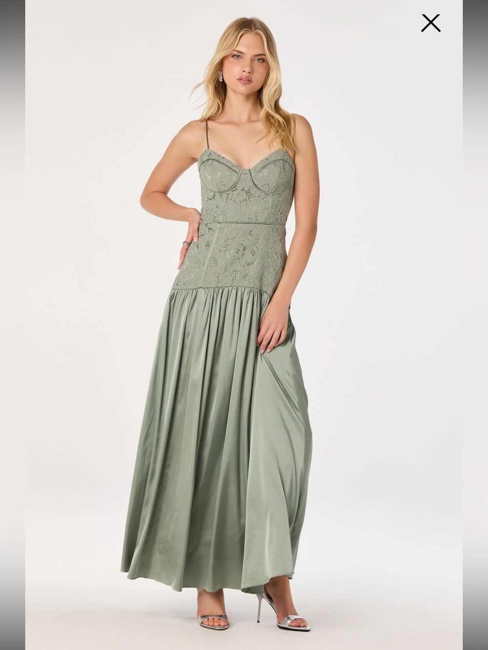 Astr The Label Kaylani Bustier Maxi Dress in SAge